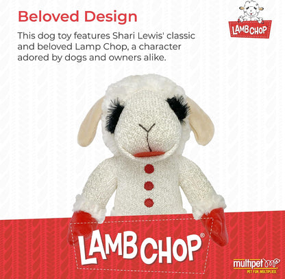 Multipet Holiday Lamb Chop – 10.5" Plush Squeaky Dog Toy with Reindeer Antlers