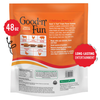 Good 'n' Fun Triple Flavor Kabobs Dog Chews, 24 oz