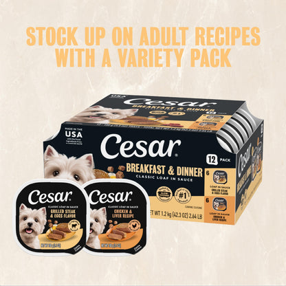 Cesar Meaty Selects Classic Loaf in Sauce Wet Dog Food, 36 Trays