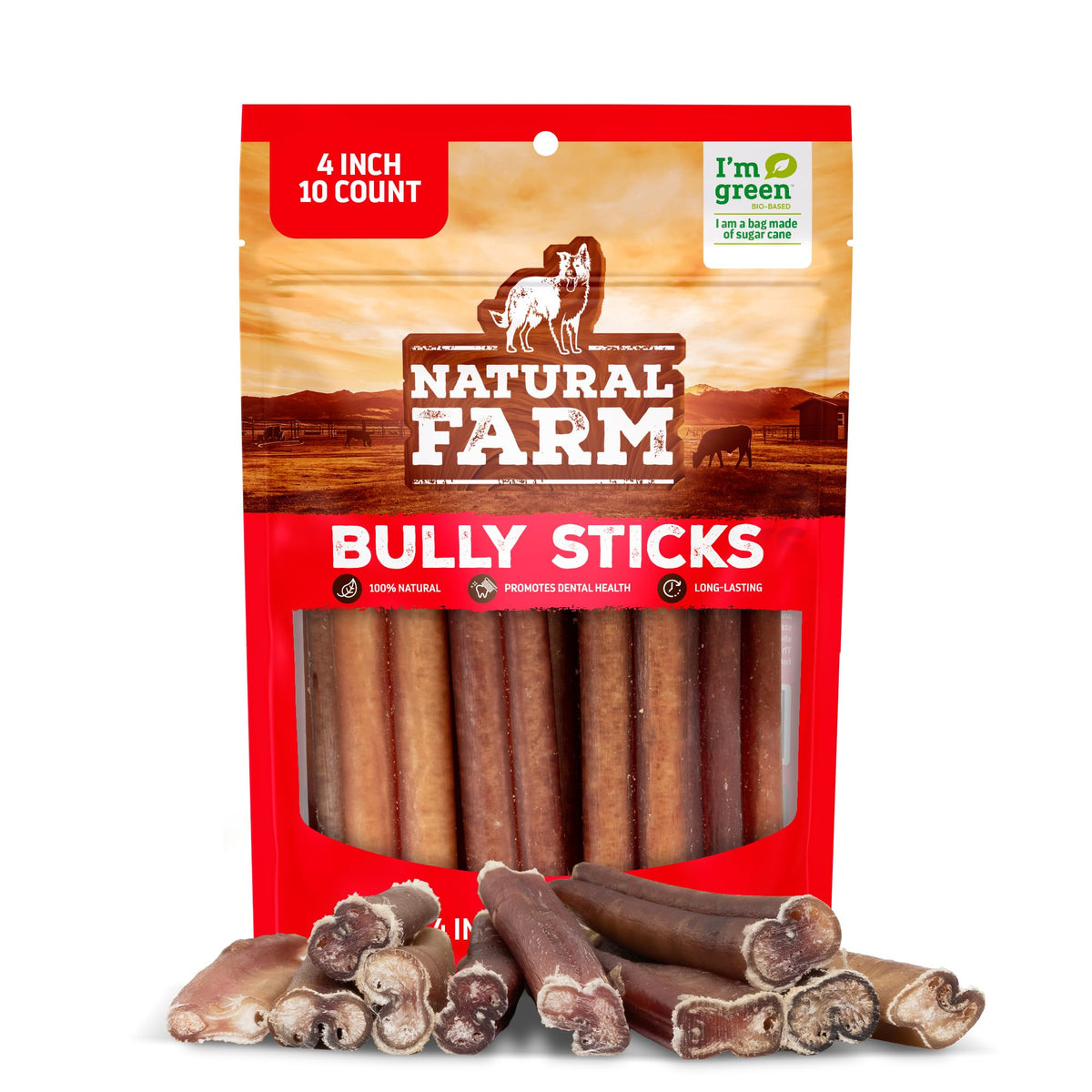Natural Farm Odor-Free Bully Sticks for Dogs – 6 Inch, 25 Count