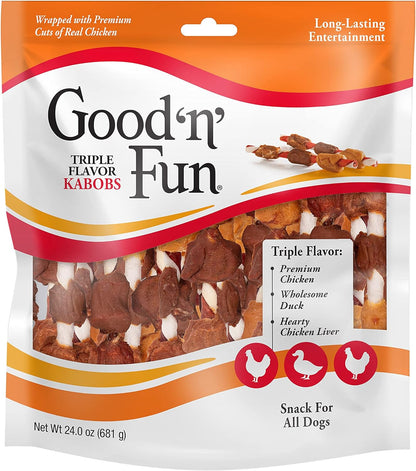 Good 'n' Fun Triple Flavor Kabobs Dog Chews, 24 oz