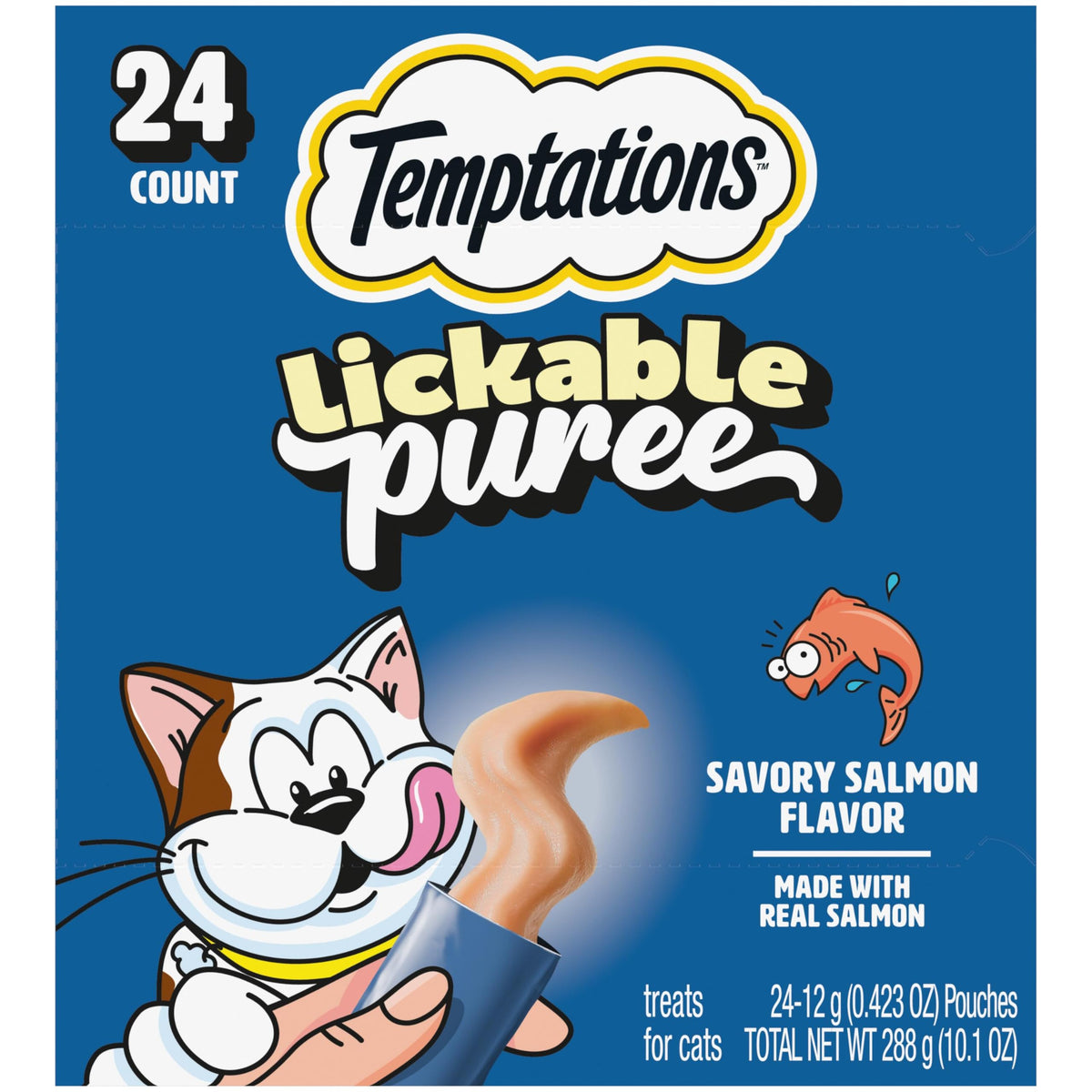 Temptations Creamy Purée Lickable Cat Treats – Seafood Variety, 48 Count