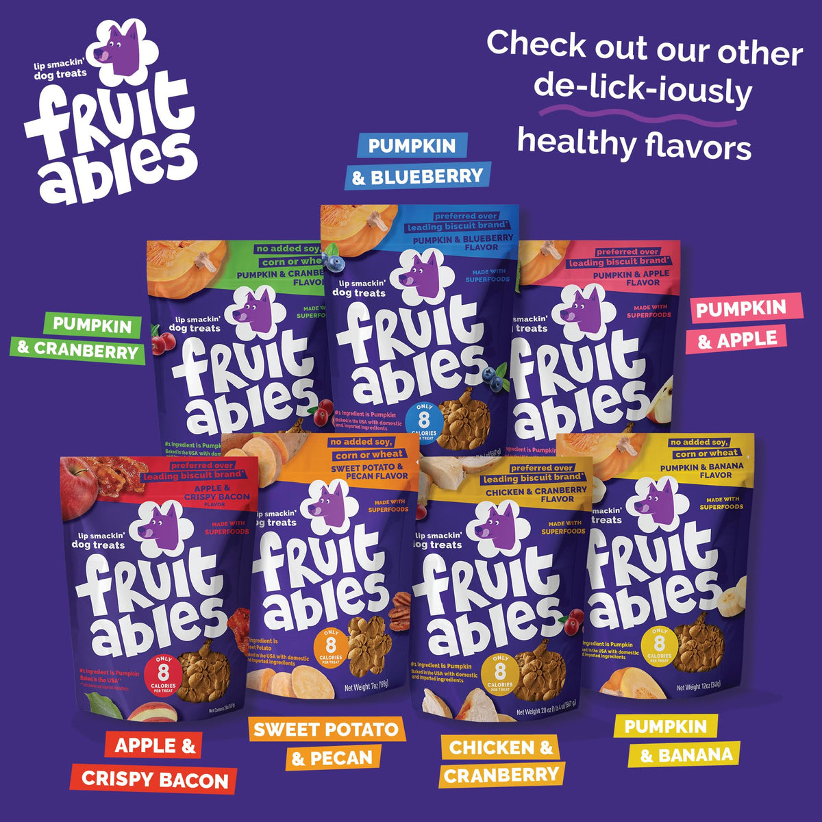 Fruitables Pumpkin & Blueberry Low-Calorie Baked Dog Treats, 12 oz