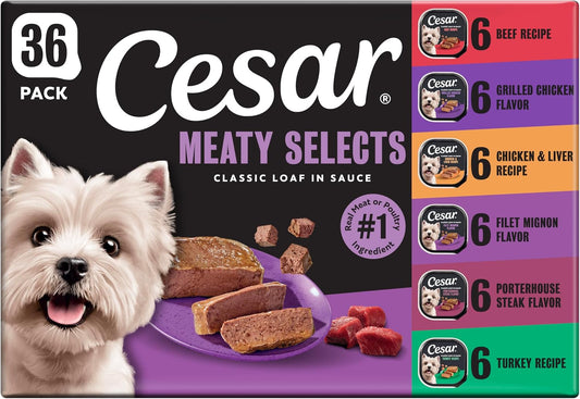 Cesar Meaty Selects Classic Loaf in Sauce Wet Dog Food, 36 Trays