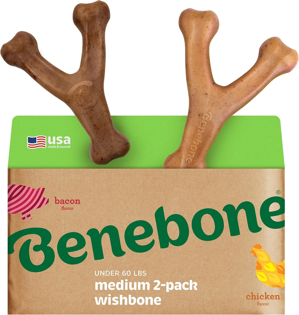 Benebone Wishbone chew toy for power chewers, made in the USA