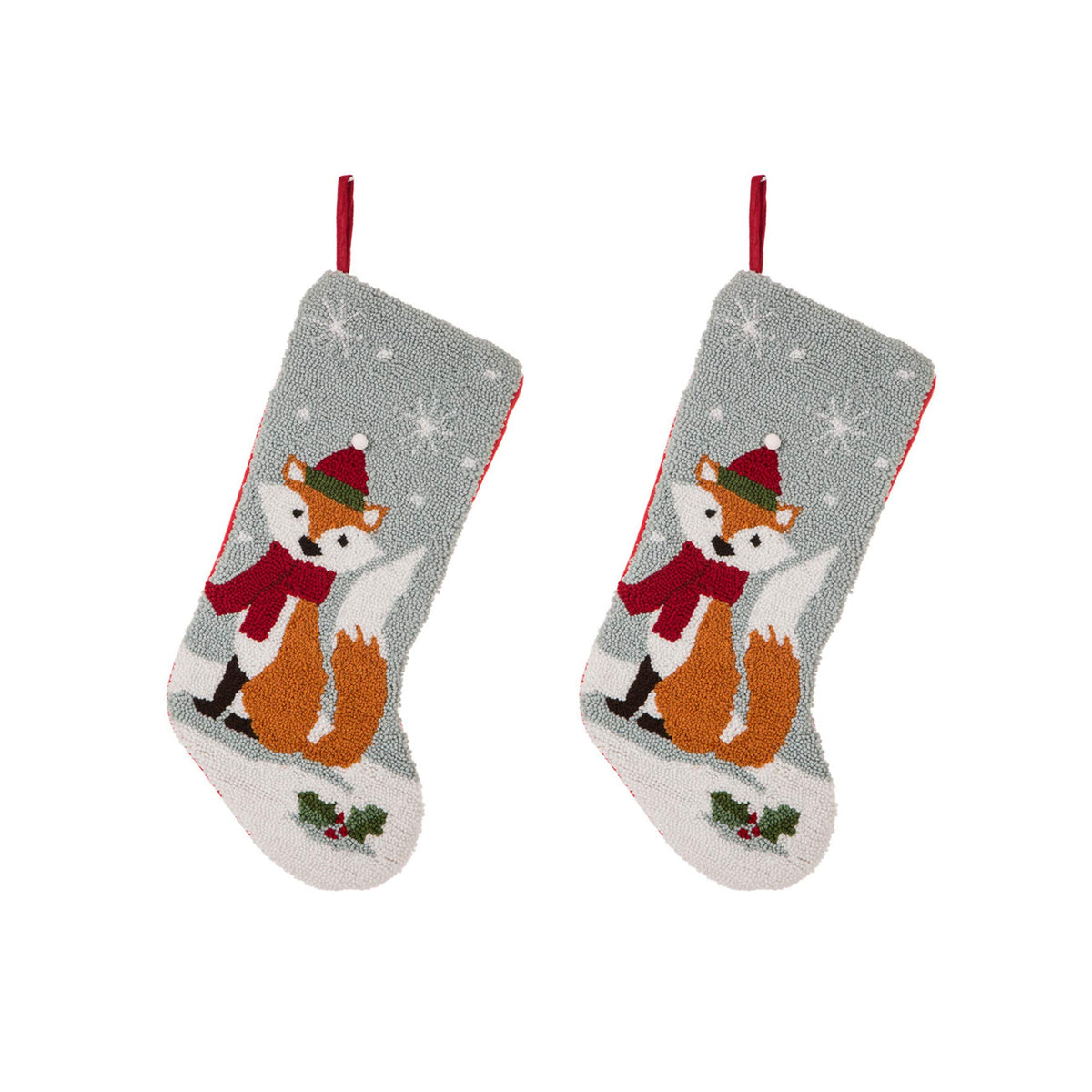 Glitzhome LED Christmas Stockings – 21" Embroidered Linen Stockings, 2-Pack