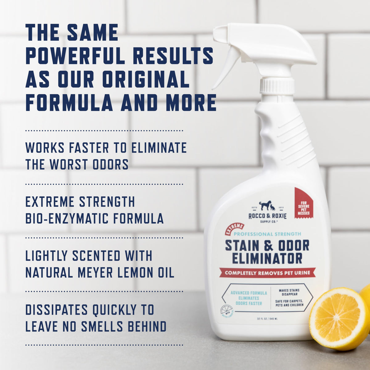 Cleaning a pet stain with Rocco and Roxie enzyme cleaner