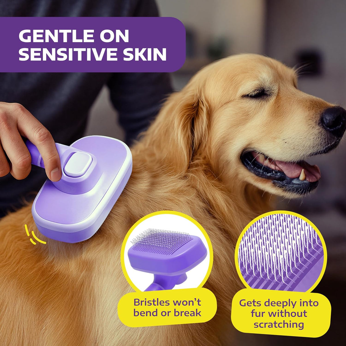 Hertzko self cleaning slicker brush for dogs and cats purple