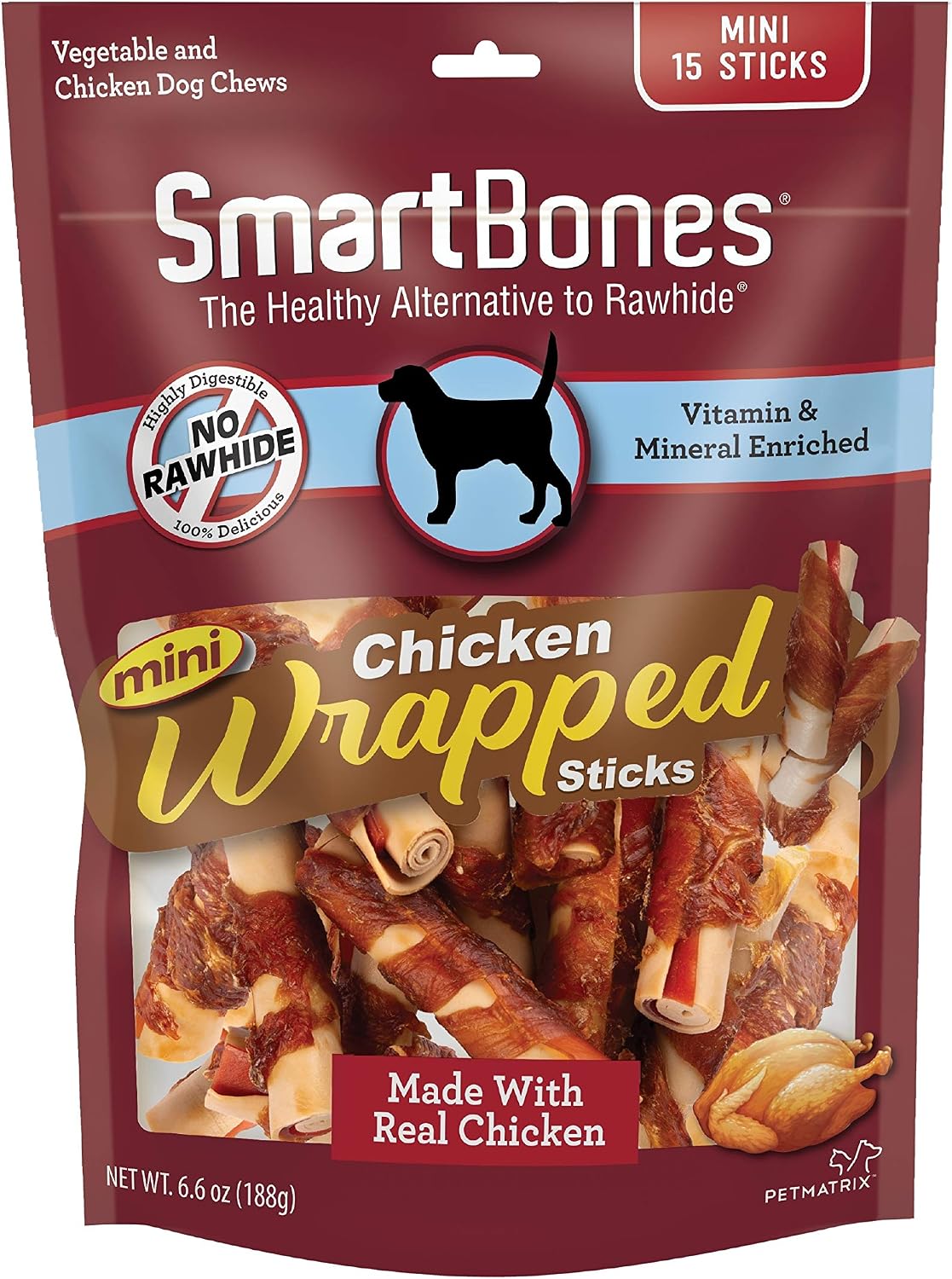 SmartBones chicken wrapped sticks rawhide-free dog treats 8 count