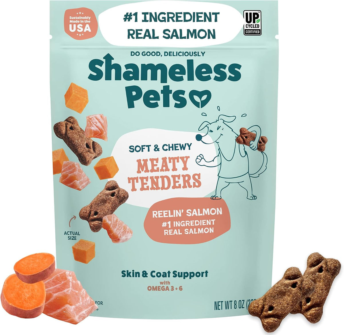 Shameless Pets Reelin' Salmon Soft Dog Treats, 8 oz
