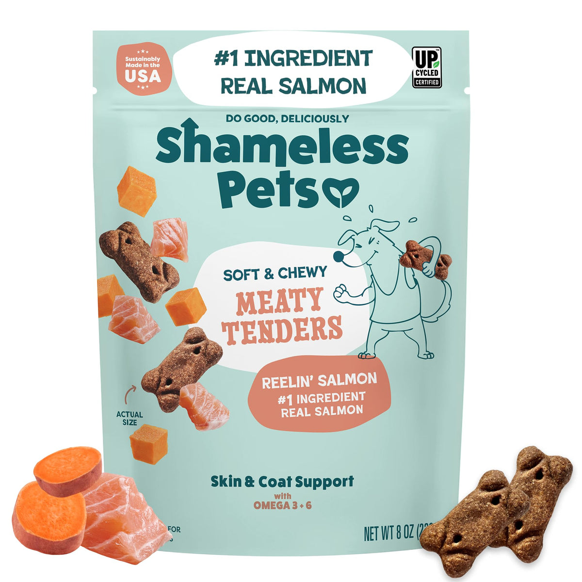 Shameless Pets Reelin' Salmon Soft Dog Treats, 8 oz