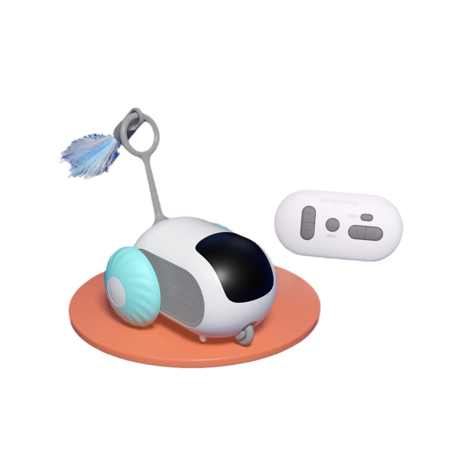 Pet Attraction Running Car Smart Toy Teaser Wand Feather Toy Autonomous Driving Mode