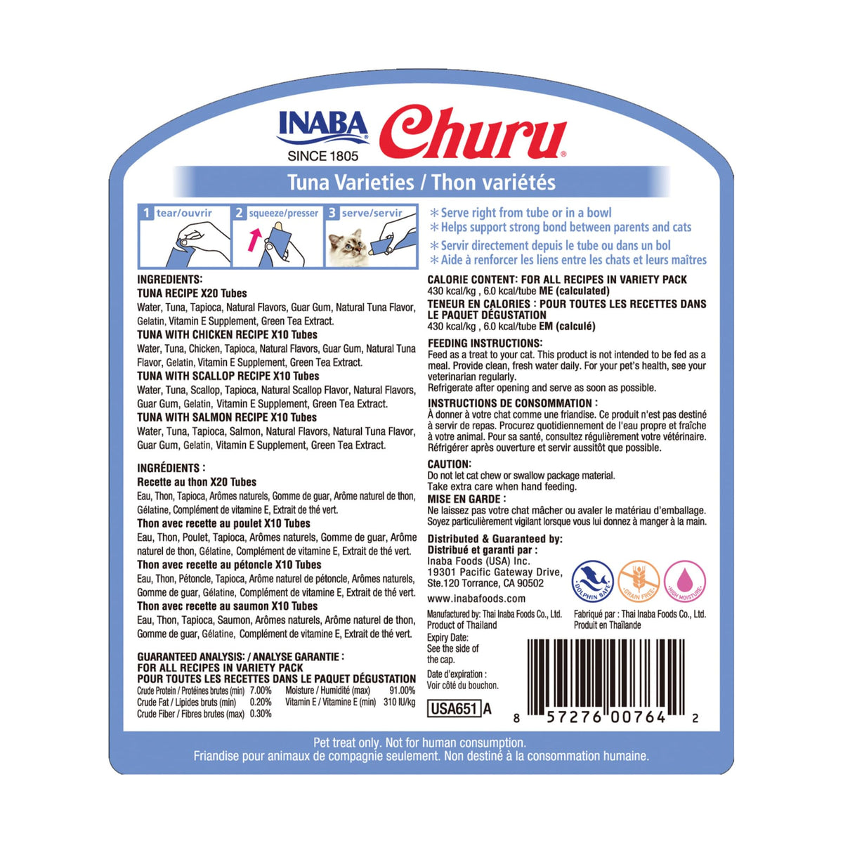 INABA Churu Lickable Cat Treats – Chicken Variety, 20 Tubes