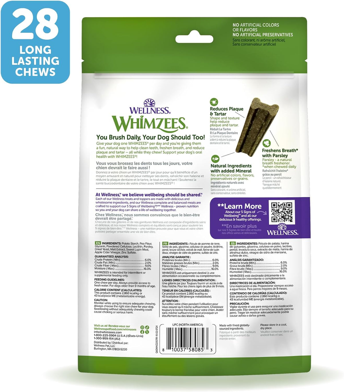 Whimzees Brushzees dental dog chews small 24 count