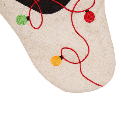 Glitzhome LED Christmas Stockings – 21" Embroidered Linen Stockings, 2-Pack