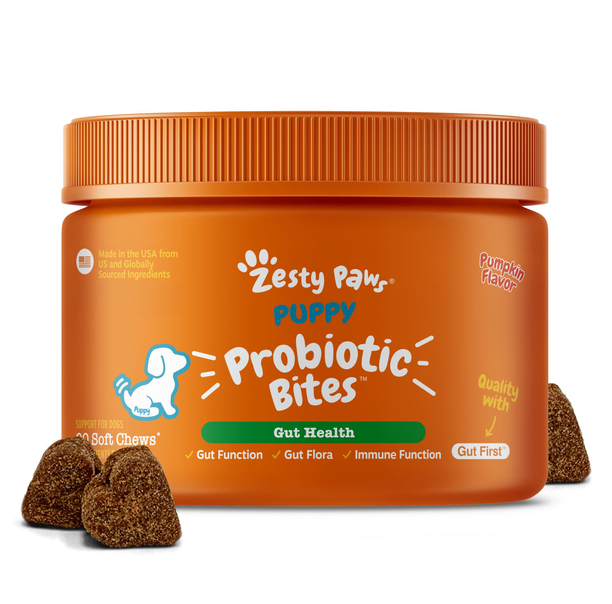 Zesty Paws Pumpkin Probiotic Soft Chews for Dogs, 90 Count