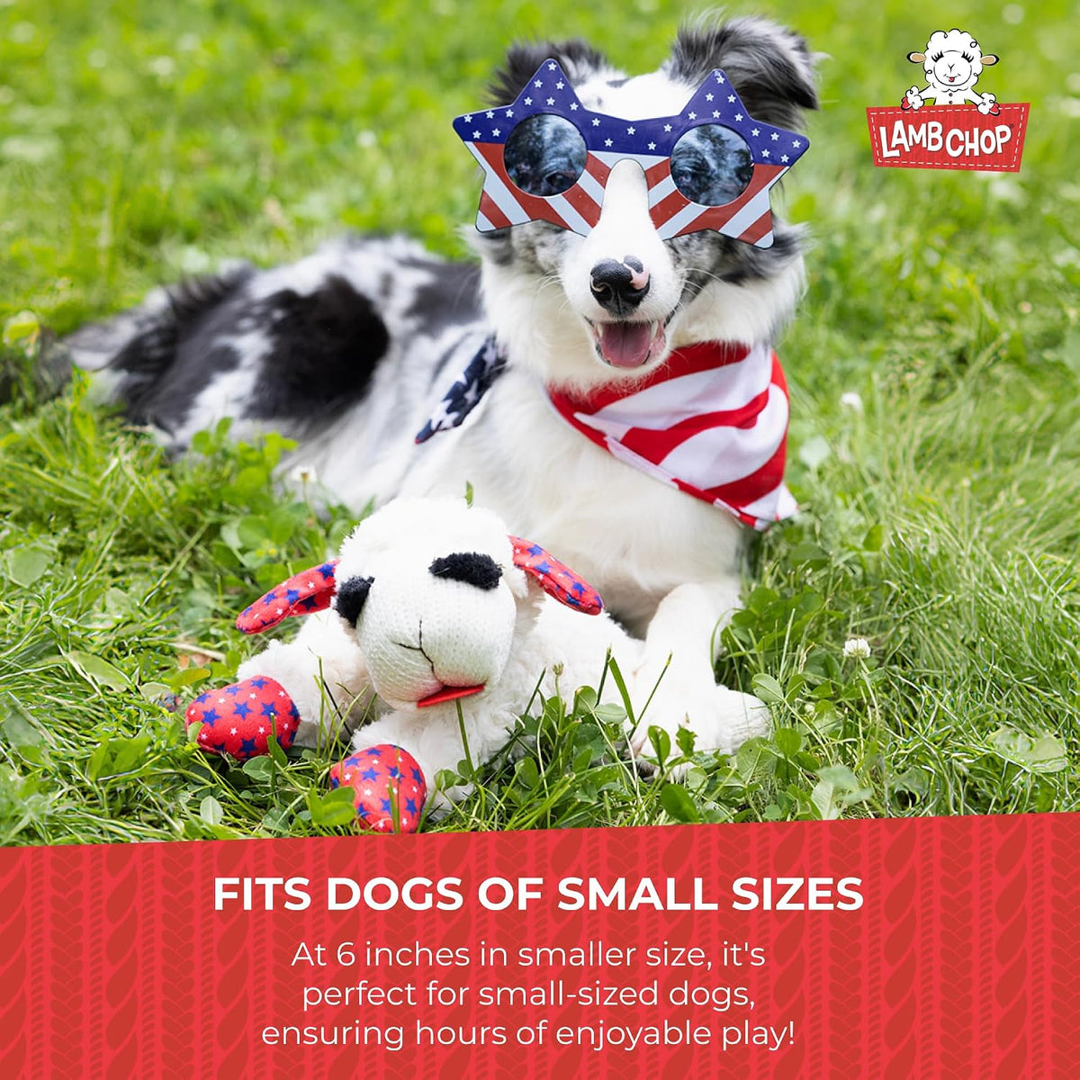 Multipet Holiday Lamb Chop – 10.5" Plush Squeaky Dog Toy with Reindeer Antlers