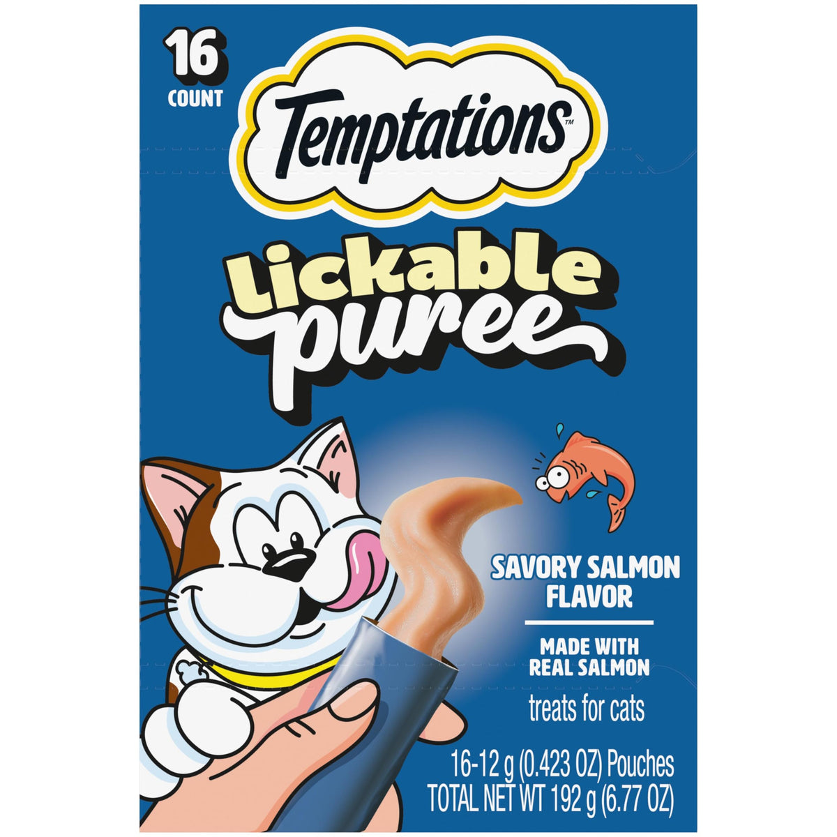 Temptations Creamy Purée Lickable Cat Treats – Seafood Variety, 48 Count