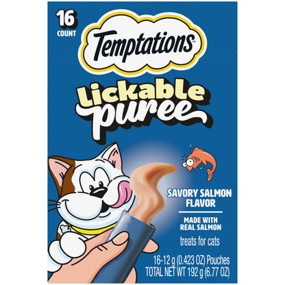 Temptations Creamy Purée Lickable Cat Treats – Seafood Variety, 48 Count