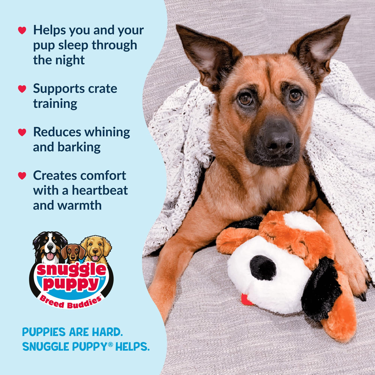 Snuggle Puppy Heartbeat Toy – Calming Comfort Plush for Medium Dogs, Cream