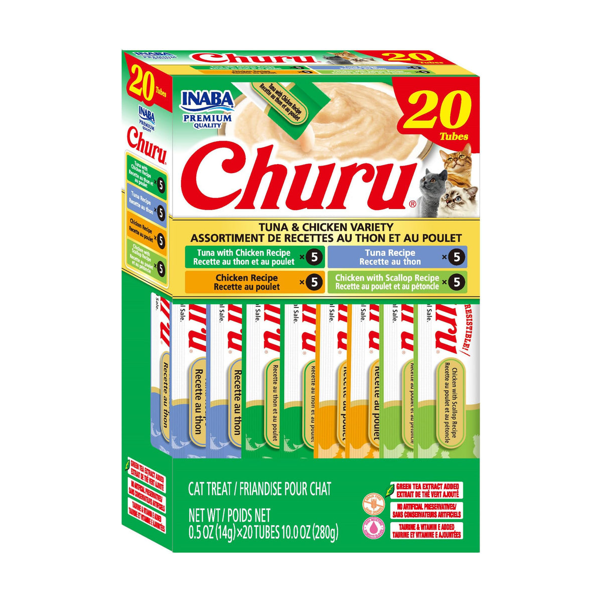 INABA Churu Lickable Cat Treats – Chicken Variety, 20 Tubes