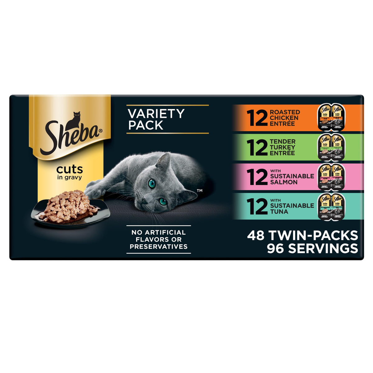 Sheba Perfect Portions Cuts in Gravy Wet Cat Food Multipack, 24 Trays