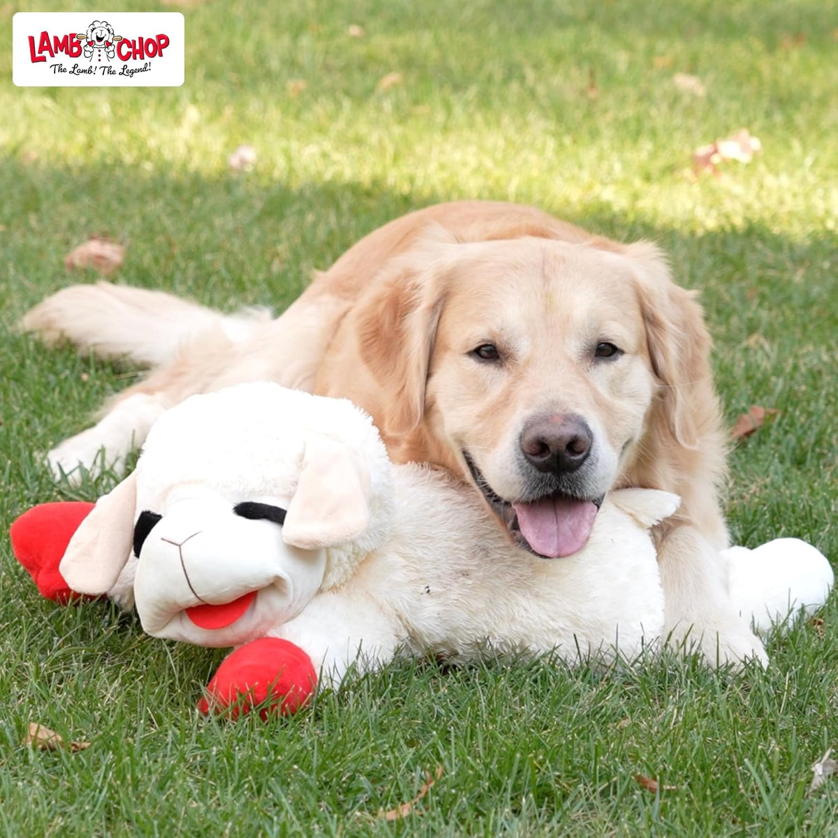 Multipet Holiday Lamb Chop – 10.5" Plush Squeaky Dog Toy with Reindeer Antlers