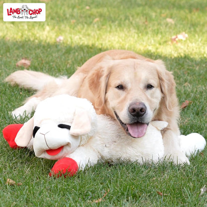 Multipet Holiday Lamb Chop – 10.5" Plush Squeaky Dog Toy with Reindeer Antlers