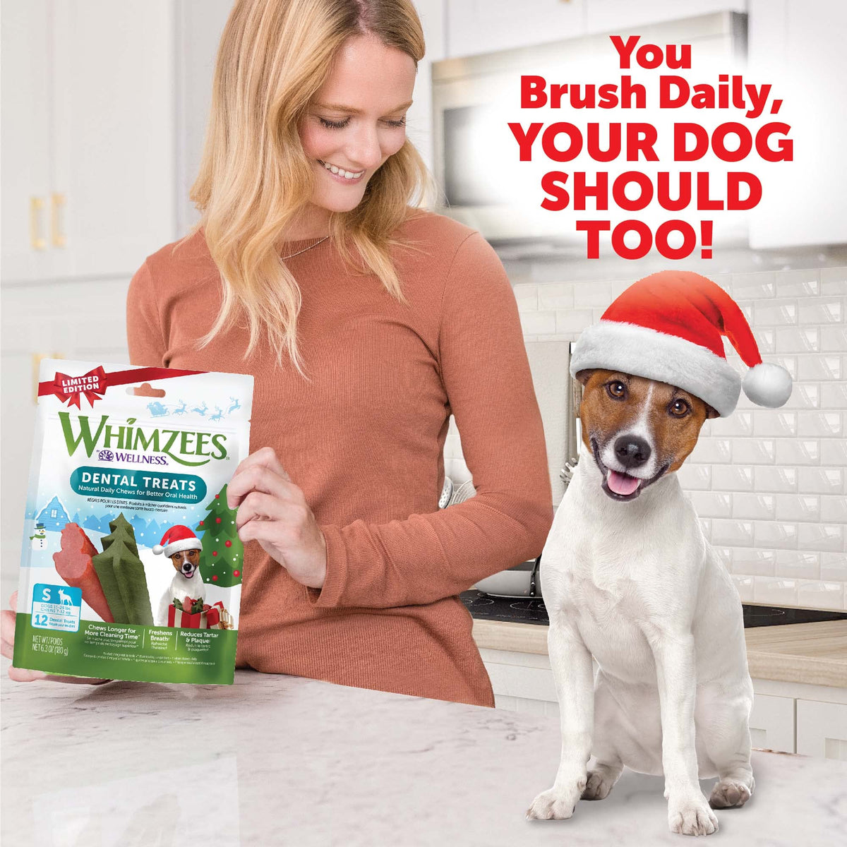 WHIMZEES Holiday Dog Dental Treats – Medium, 6 Count