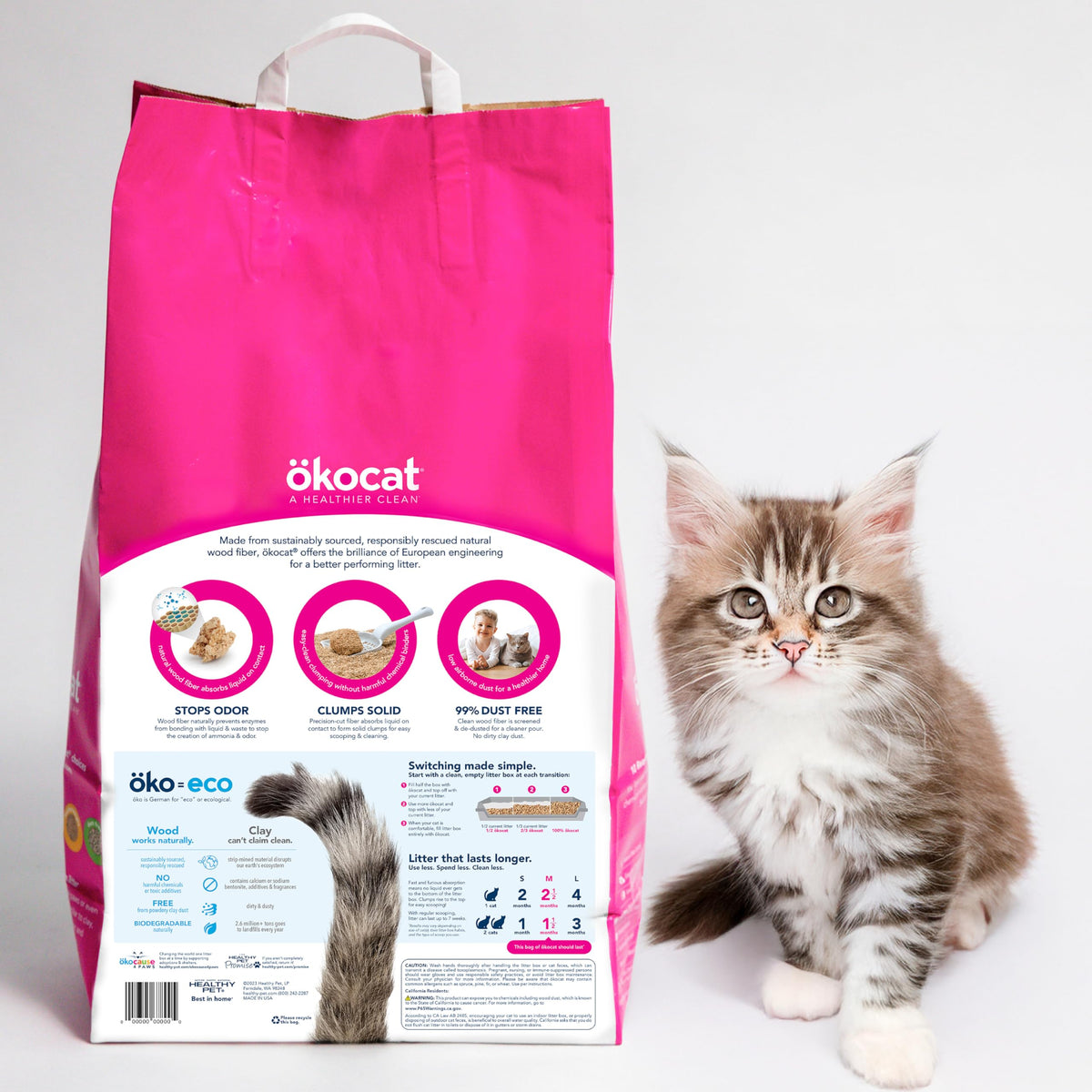 ökocat Low-Tracking Natural Wood Clumping Cat Litter, 14 lb