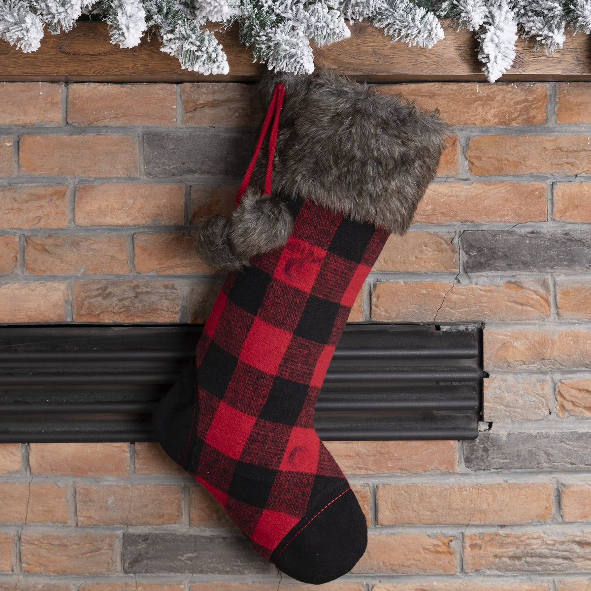 Glitzhome LED Christmas Stockings – 21" Embroidered Linen Stockings, 2-Pack