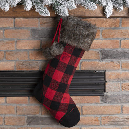 Glitzhome LED Christmas Stockings – 21" Embroidered Linen Stockings, 2-Pack