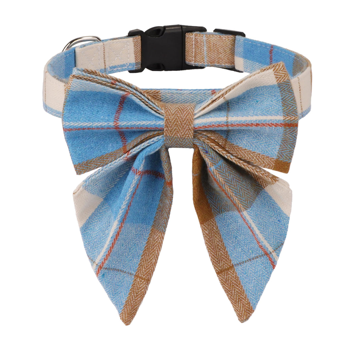 ADOGGYGO Christmas Dog Collar with Bow – Red & Green Plaid Cotton Dog Collar