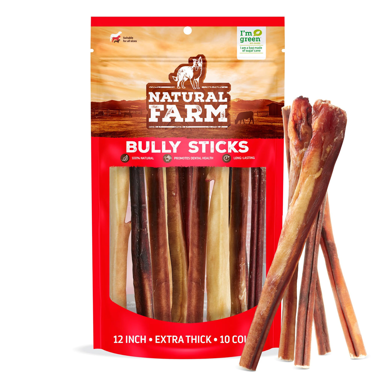 Odor-Free Bully Sticks 6 Inch – front angle view