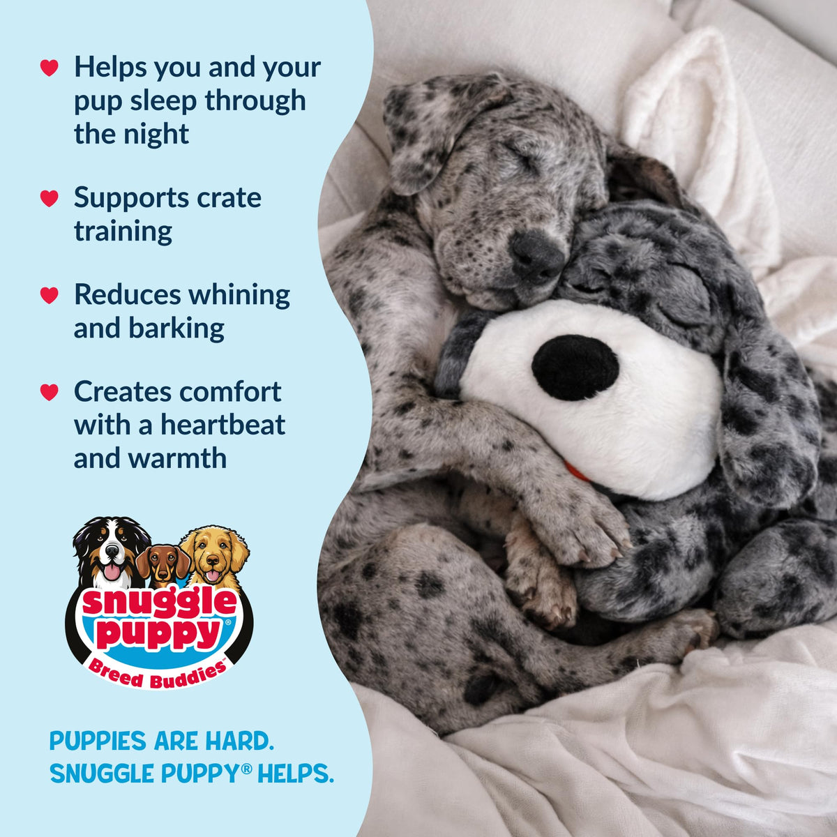Snuggle Puppy Heartbeat Toy – Calming Comfort Plush for Medium Dogs, Cream