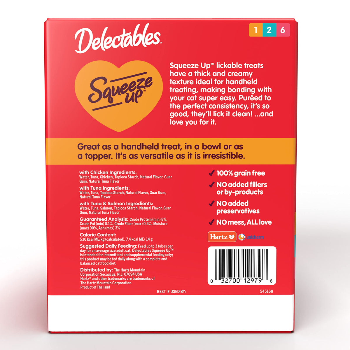 Hartz Delectables Squeeze Up Lickable Cat Treats – Variety Pack, 24 Tubes