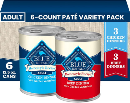 Blue Buffalo Homestyle Recipe Wet Dog Food Variety Pack, 6 Count