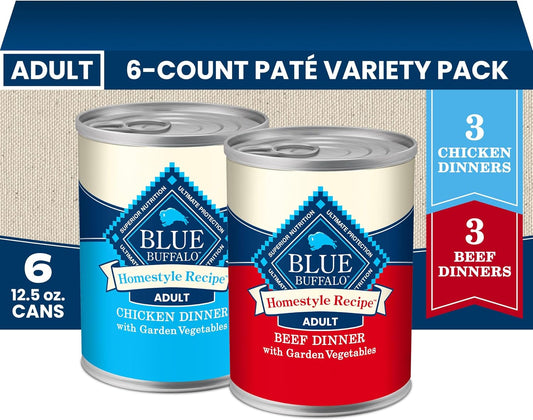 Blue Buffalo Homestyle Recipe Wet Dog Food Variety Pack, 6 Count