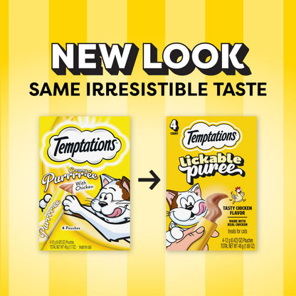 Temptations Creamy Purée Lickable Cat Treats – Seafood Variety, 48 Count