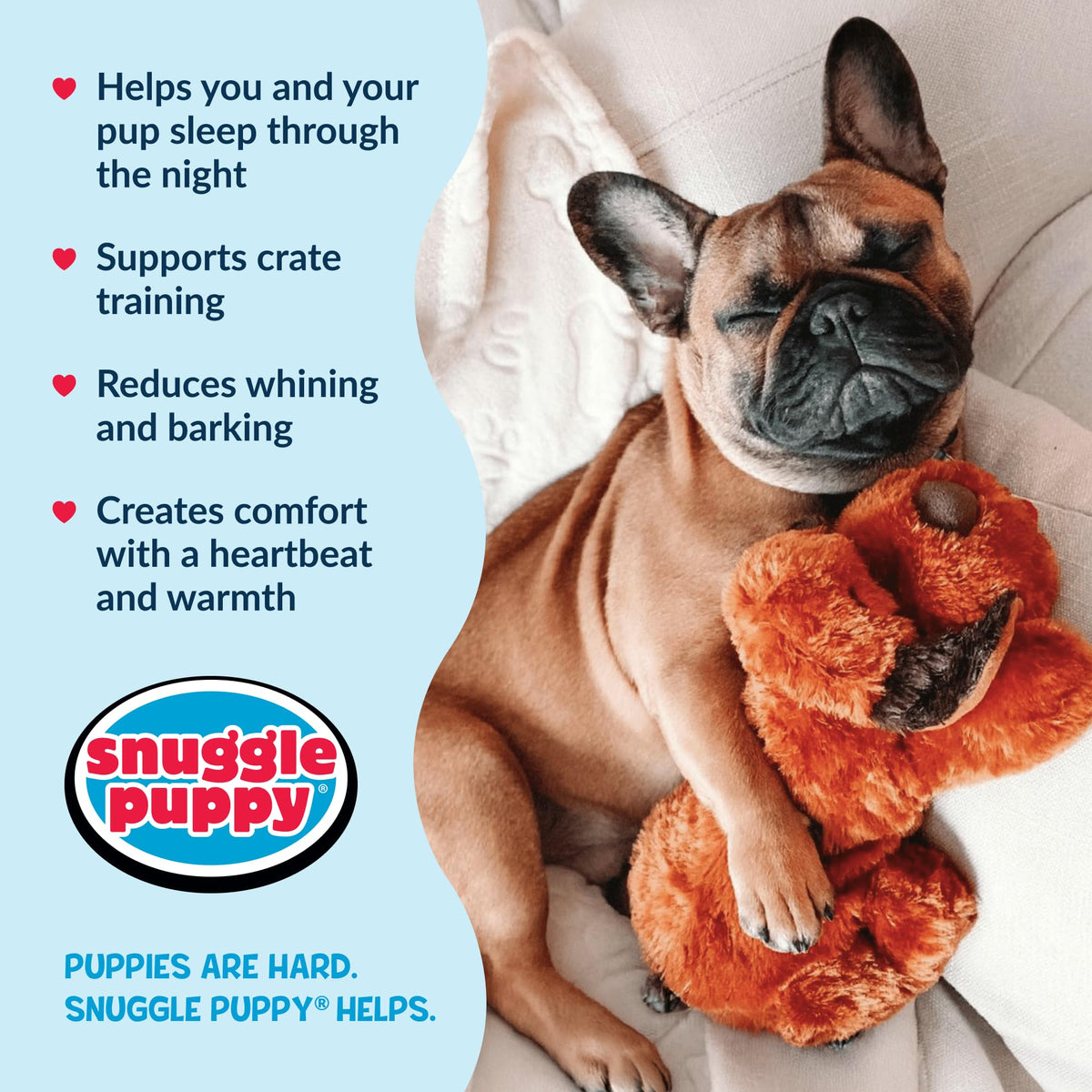Snuggle Puppy Heartbeat Toy – Calming Comfort Plush for Medium Dogs, Cream