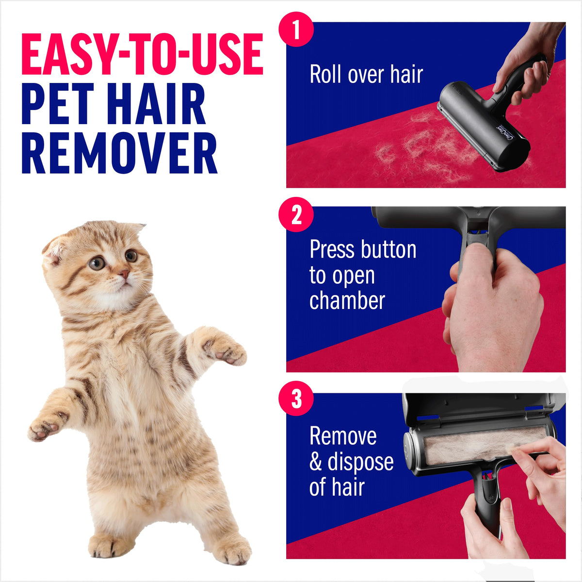 Using a ChomChom Roller to remove pet hair from a couch