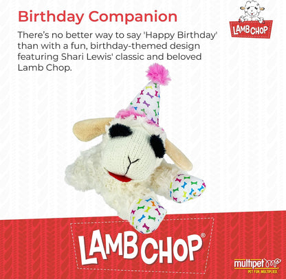 Multipet Holiday Lamb Chop – 10.5" Plush Squeaky Dog Toy with Reindeer Antlers