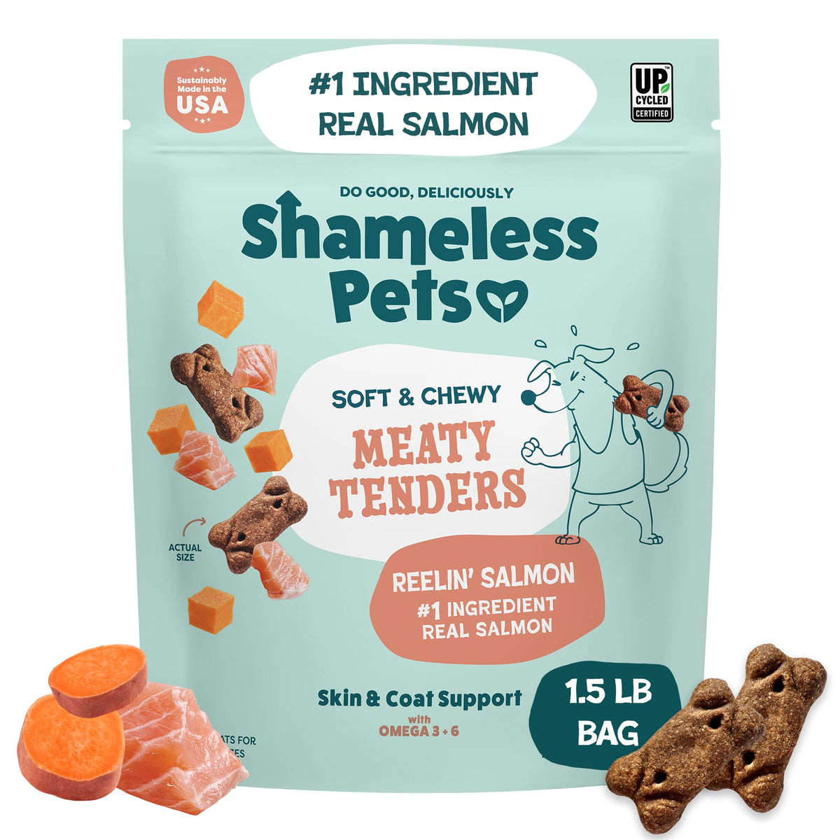 Shameless Pets Reelin' Salmon Soft Dog Treats, 8 oz
