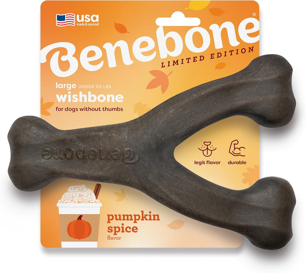 Benebone Wishbone dog chew - curved wishbone shape for an easy paw grip