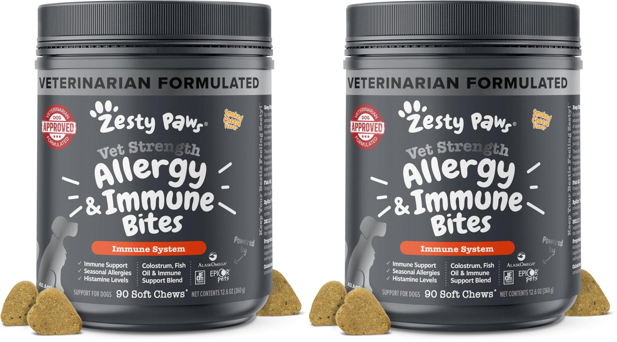 Zesty Paws Peanut Butter Allergy Support Chews for Dogs, 90 Count