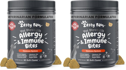 Zesty Paws Peanut Butter Allergy Support Chews for Dogs, 90 Count