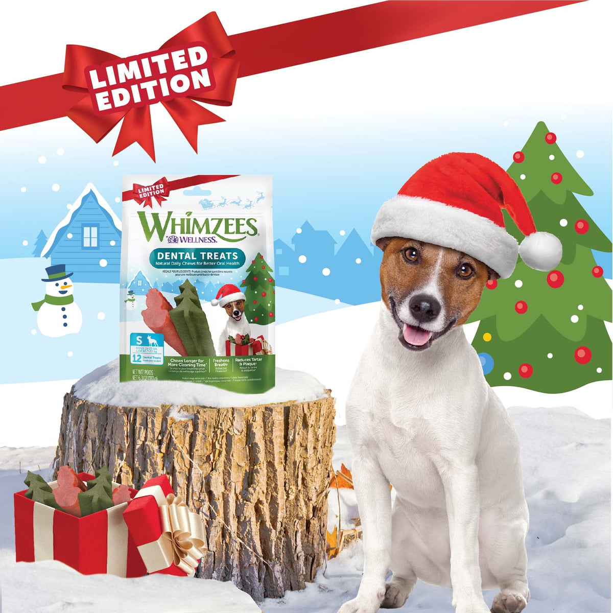 WHIMZEES Holiday Dog Dental Treats – Medium, 6 Count