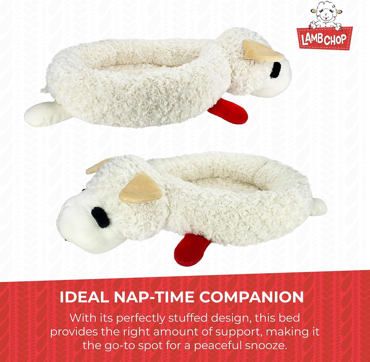 Multipet Holiday Lamb Chop – 10.5" Plush Squeaky Dog Toy with Reindeer Antlers