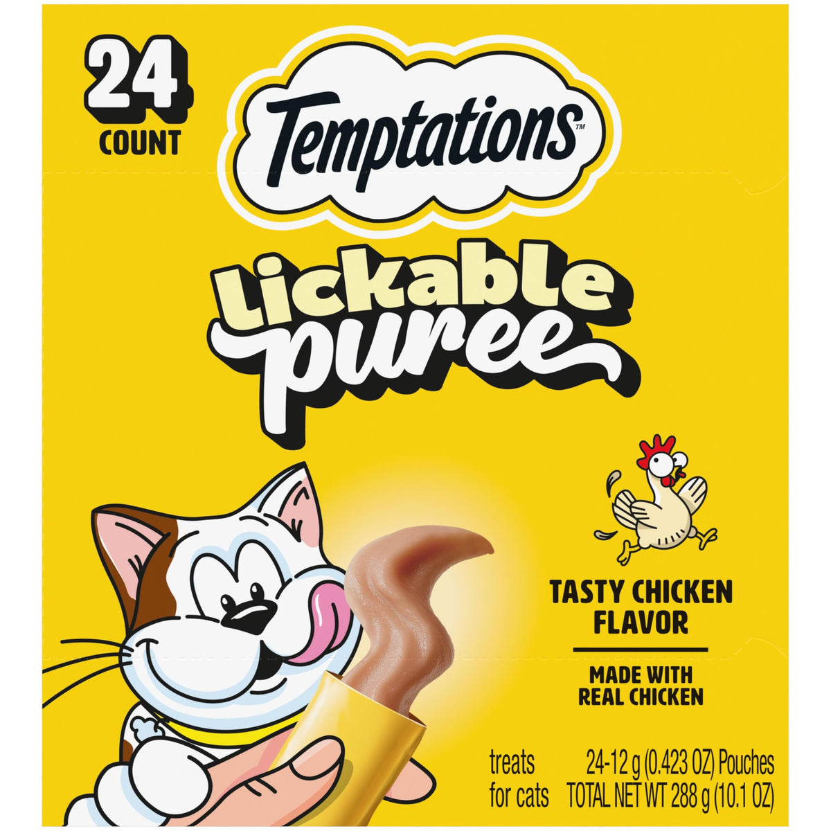 Temptations Creamy Purée Lickable Cat Treats – Seafood Variety, 48 Count