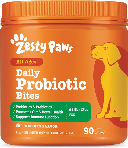 Zesty Paws Pumpkin Probiotic Soft Chews for Dogs, 90 Count